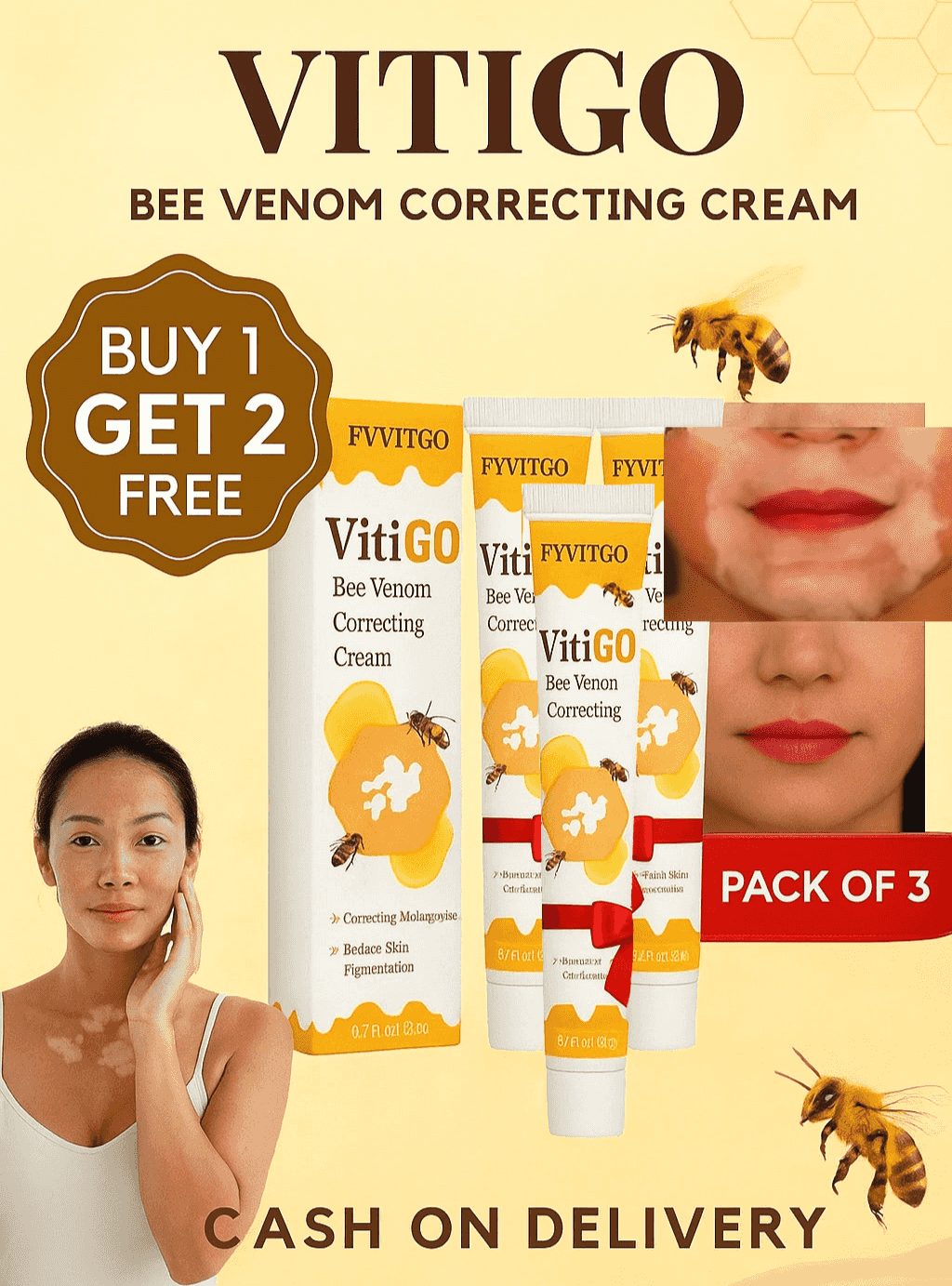 New Revitalizing Bee Venom Cream Natural Skin Restoration. Buy 1 - Get 2 Free. Pay only ₹599 (Save ₹900)